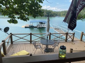 Deck with patio table and lounge chair 