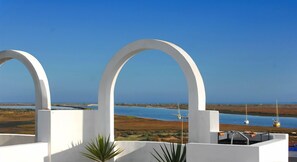 stunning view  of the Ria Formosa and the sea from the private terrace.