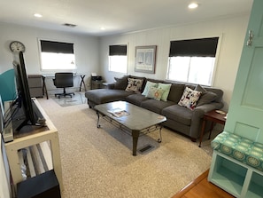 Media room with expanded seating.