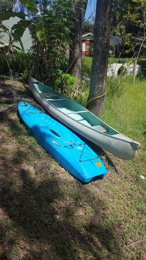 Canoe and "Sit on top" Kayak. Get both $75 for length of your stay. 