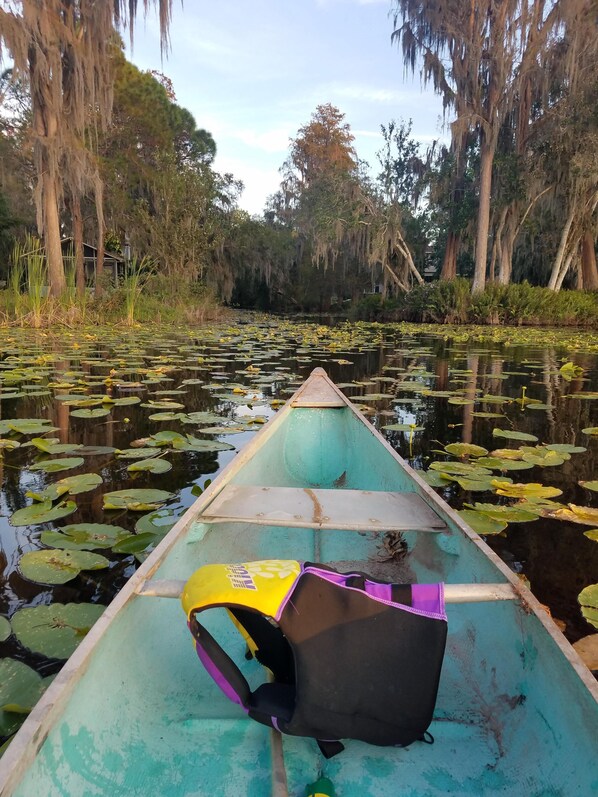 Get our canoe for a peaceful short stroll to Sunset lake
