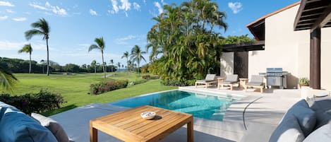 Patio with heated dipping pool and oceanview