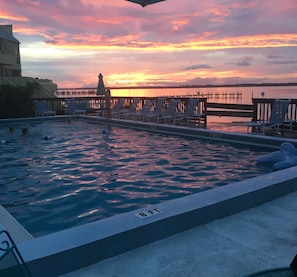 Sunset by the pool.