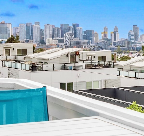 Stunning downtown views featuring the Space Needle, Lake Union, and Olympic Mtns