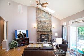 Gas fireplace with 65 inch Smart TV