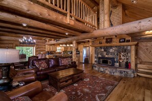 Stone wood burning fireplace on main floor.