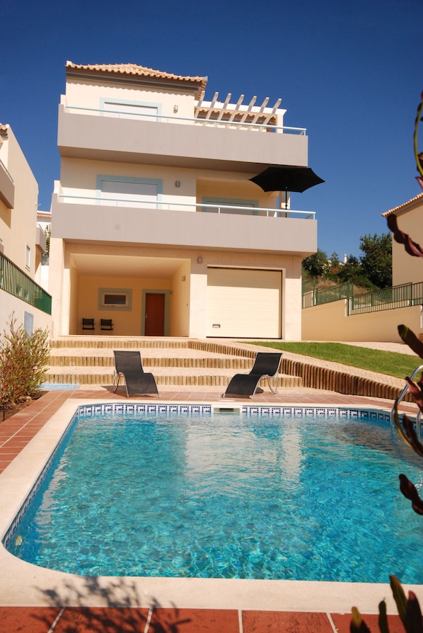 Front of Villa looking across the Swimming Pool