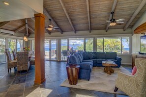 Upstairs living/dining room with spectacular ocean views