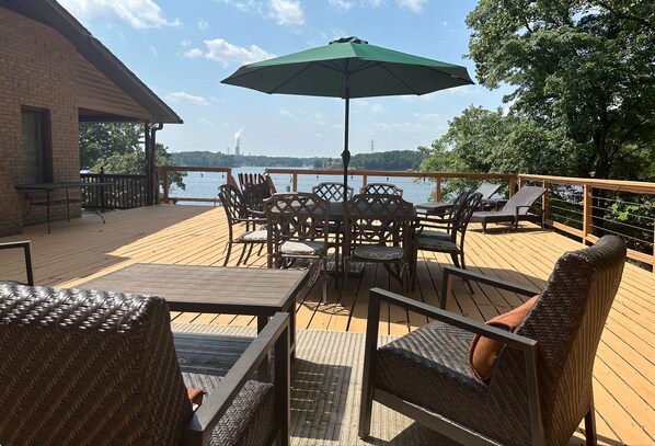 Large deck with fabulous lake views