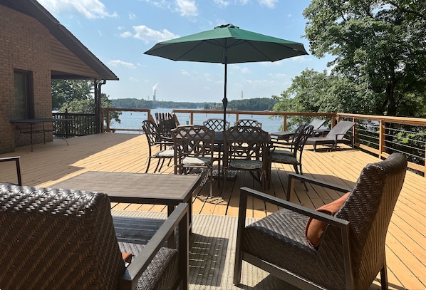 Large deck with fabulous lake views