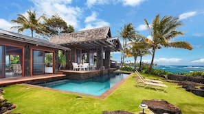 Sunset Makai Hale at Poipu - Oceanfront Backyard & Pool View - Parrish Kauai