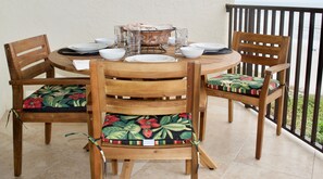 Breakfast, lunch, and dinner on your balcony if you desire