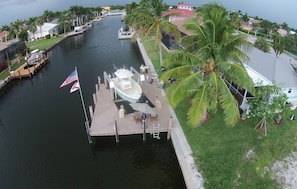 Water view of dock and property.