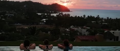 Enjoy the great views from the roof top infinity pool at villa los Corales 