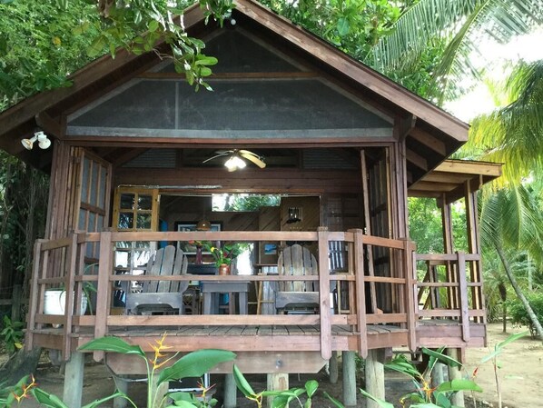 Cabana Guest Cottage on The Beach and Shaded by Lush Palm Trees