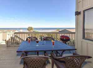 Outdoor seating area with ocean view