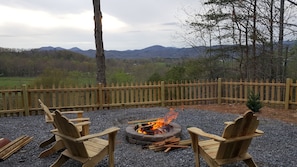 Enjoy the custom fire pit with views of all Wears Valley!