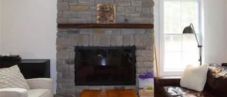 Hand-built Stone Fireplace