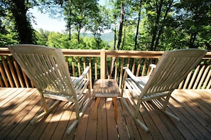 Rock and relax on rear deck and enjoy view of Blue Ridge Mountains