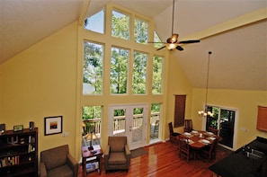 Dining area and kitchen from the loft