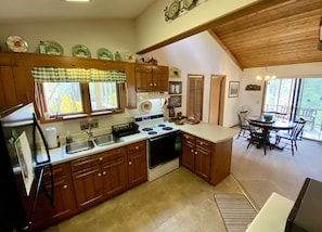 The kitchen has everything you need for a comfortable stay  