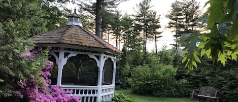 Our picture perfect gazebo in the private, nicely landscaped yard. 