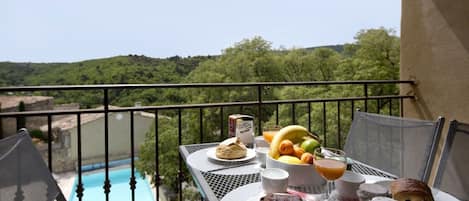 Your private balcony overlooking the pool and Luberon valley