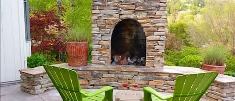 Your own patio and outside gas fireplace