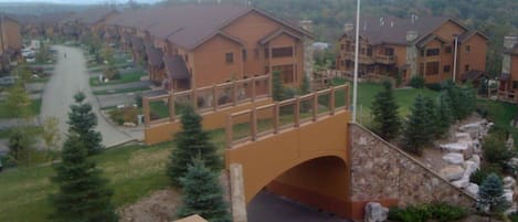 view of ski slope from deck