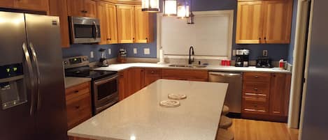 Newly renovated kitchen with new appliances.  New serving ware etc.