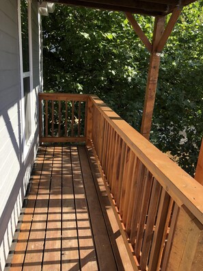 Main floor of unit private back deck