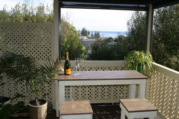 Delightful sea views on your own private deck, with BBQ. 