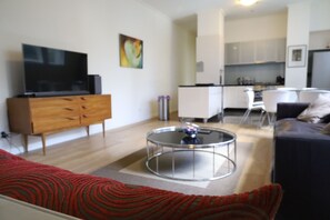 A bright inviting apartment awaits.