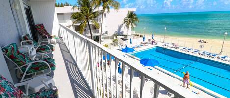 Veiw from balcony overlooking the heated pool, 