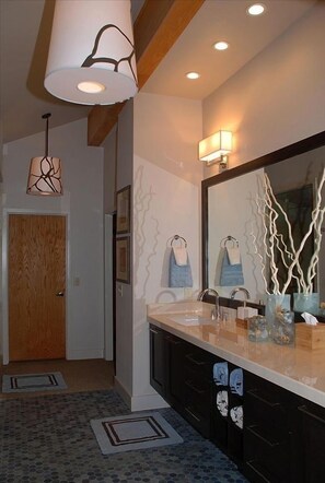 Stone tile/marble Master bathroom, (top floor "Jack & Jill" shared between rooms