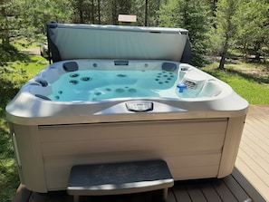 Hot tub seats up to 8 guests. It is operational year round. Customizable jets.