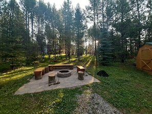 Fire pit area looking from back deck of Uncle Tom's Cabin.