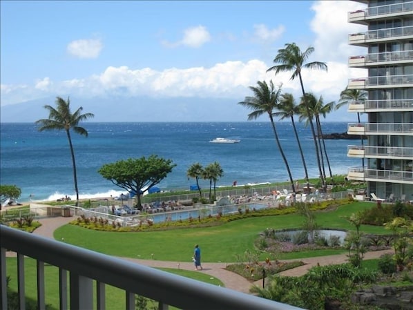 View of the Beach and Courtyard from the Lanai/Balcony