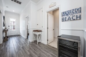 First floor hallway with 2 downstairs bedrooms on each side.