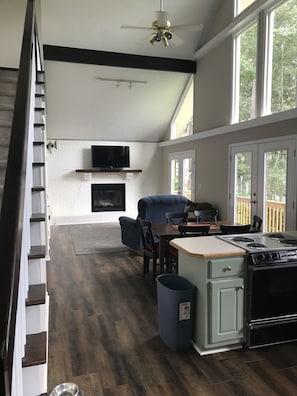 View from kitchen into Family room