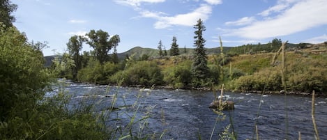 View of Roaring Fork River from back deck of condo