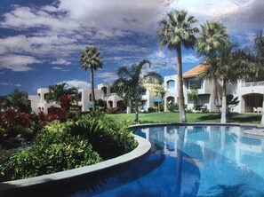 Pool and spa:  over looking ocean  
Our condo most sought after, near pool area