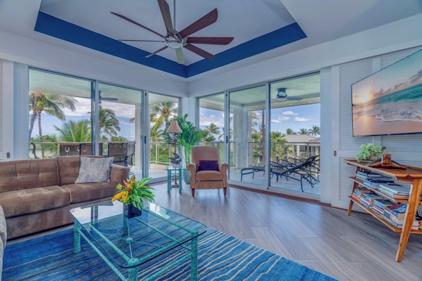 Large living room with a view.