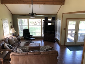 Family room overlooks the lake