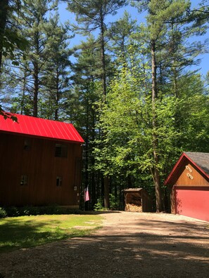 Garage is steps from the main door