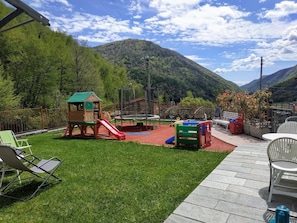 The view of the mountains from the private fenced garden