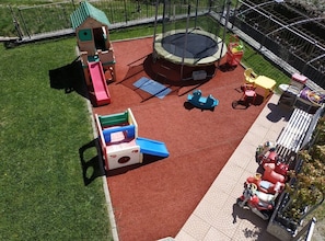 View of the playground inside the privace fenced garden