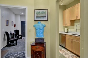 View from condo into the common are on your left and the kitchen on right