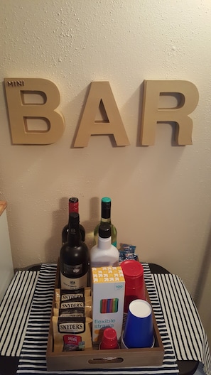 Mini bar for guests 21 and older in your room for use during your stay. :) 