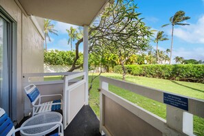 Private outdoor lanai off the living room and bedroom